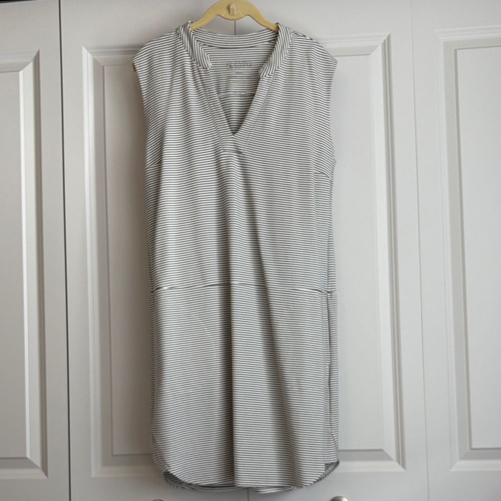 Carve Designs Striped Sleeveless Dress - Charcoal and White